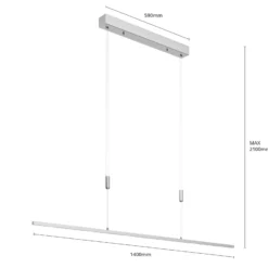 Lucande LED-Pendellampe Arnik, 140 cm, nickelfarben, dimmbar