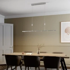 Lucande LED-Pendellampe Arnik, 140 cm, nickelfarben, dimmbar
