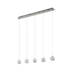 Lucande LED-Pendellampe Hayley, 96 cm, 5-flg., chrom, Glas