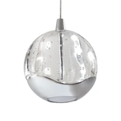 Lucande LED-Pendellampe Hayley, 96 cm, 5-flg., chrom, Glas