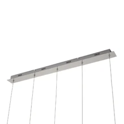 Lucande LED-Pendellampe Hayley, 96 cm, 5-flg., chrom, Glas