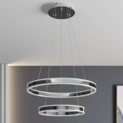Lucande LED-Pendellampe Lyani, 60 cm, 2-flg., chrom, dimmbar