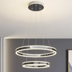 Lucande LED-Pendellampe Lyani, 60 cm, 2-flg., chrom, dimmbar