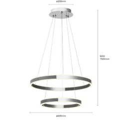 Lucande LED-Pendellampe Lyani, 60 cm, 2-flg., chrom, dimmbar
