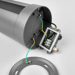 Lucande LED-Sockelleuchte Dylen, grau, Metall, 50cm, IP65