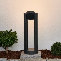 Lucande LED-Sockelleuchte Dylen, grau, Metall, 50cm, IP65