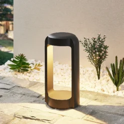 Lucande LED-Sockelleuchte Habsa, 30 cm, anthrazit, Metall