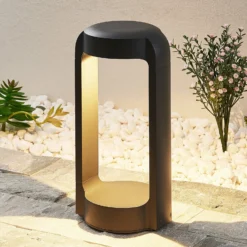 Lucande LED-Sockelleuchte Habsa, 30 cm, anthrazit, Metall