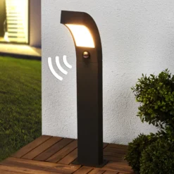 Lucande LED-Sockelleuchte Lennik, Sensor, 60 cm, anthrazit