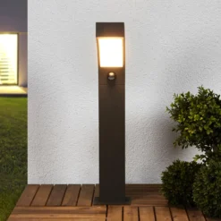 Lucande LED-Sockelleuchte Lennik, Sensor, 60 cm, anthrazit