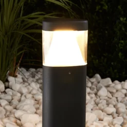 Lucande LED-Sockelleuchte Milou, Höhe 30 cm, anthrazit, Alu