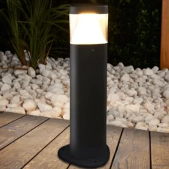 Lucande LED-Sockelleuchte Milou, Höhe 30 cm, anthrazit, Alu
