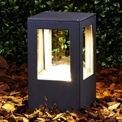 Lucande LED-Sockelleuchte Nicola, 20 cm, anthrazit, IP54