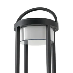 Lucande LED-Solartischlampe Tilena, rund, schwarz, dimmbar