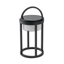 Lucande LED-Solartischlampe Tilena, rund, schwarz, dimmbar