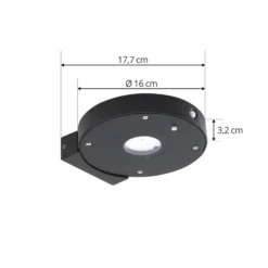 Lucande LED-Solar-Wandlampe Tavon, rund, schwarz, Sensor