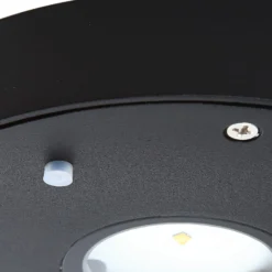 Lucande LED-Solar-Wandlampe Tavon, rund, schwarz, Sensor