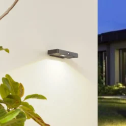 Lucande LED-Solar-Wandleuchte Tavon, eckig, schwarz, Sensor