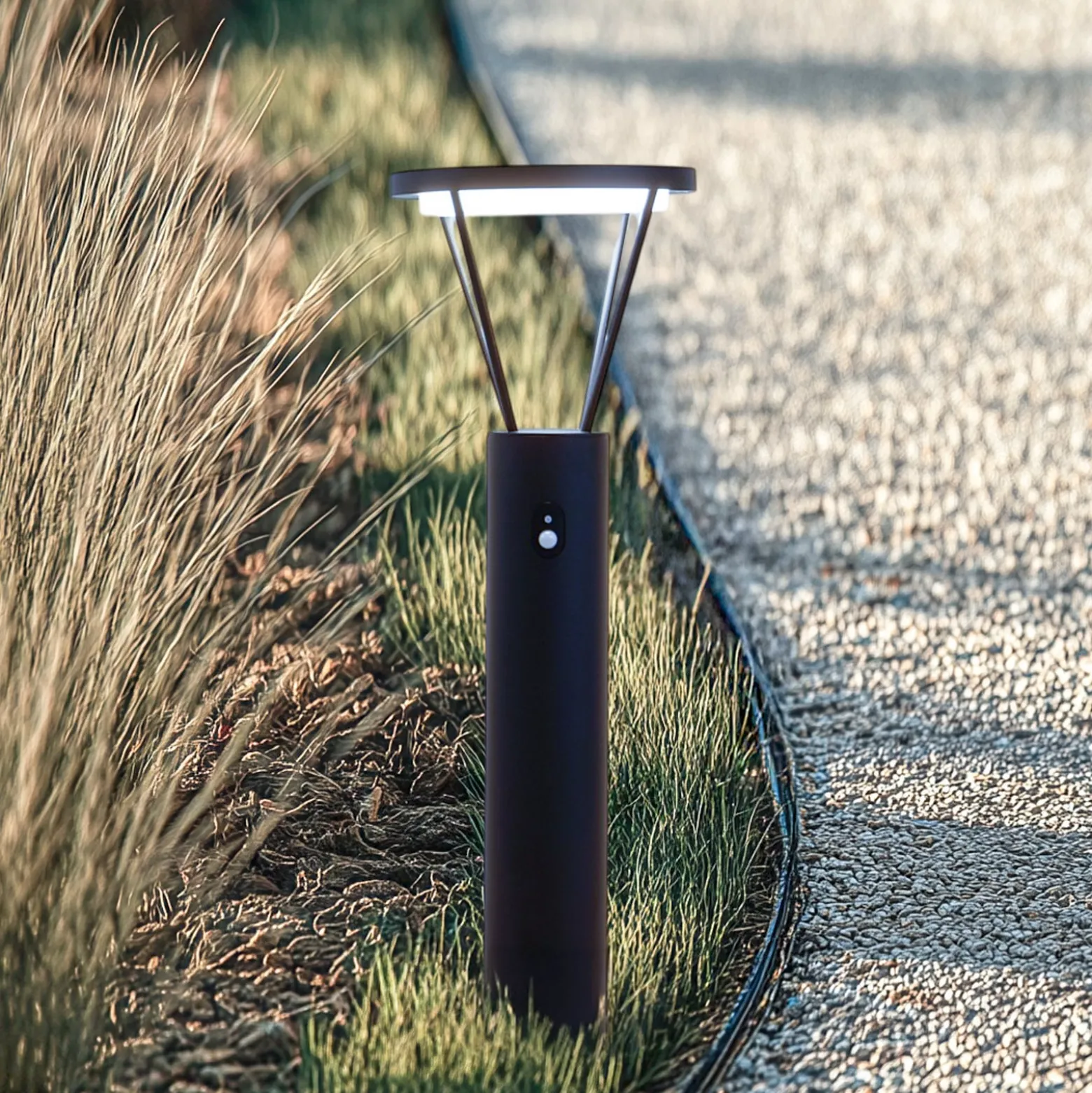 Lucande LED-Solarwegelampe Elario, 80 cm, CCT, Sensor