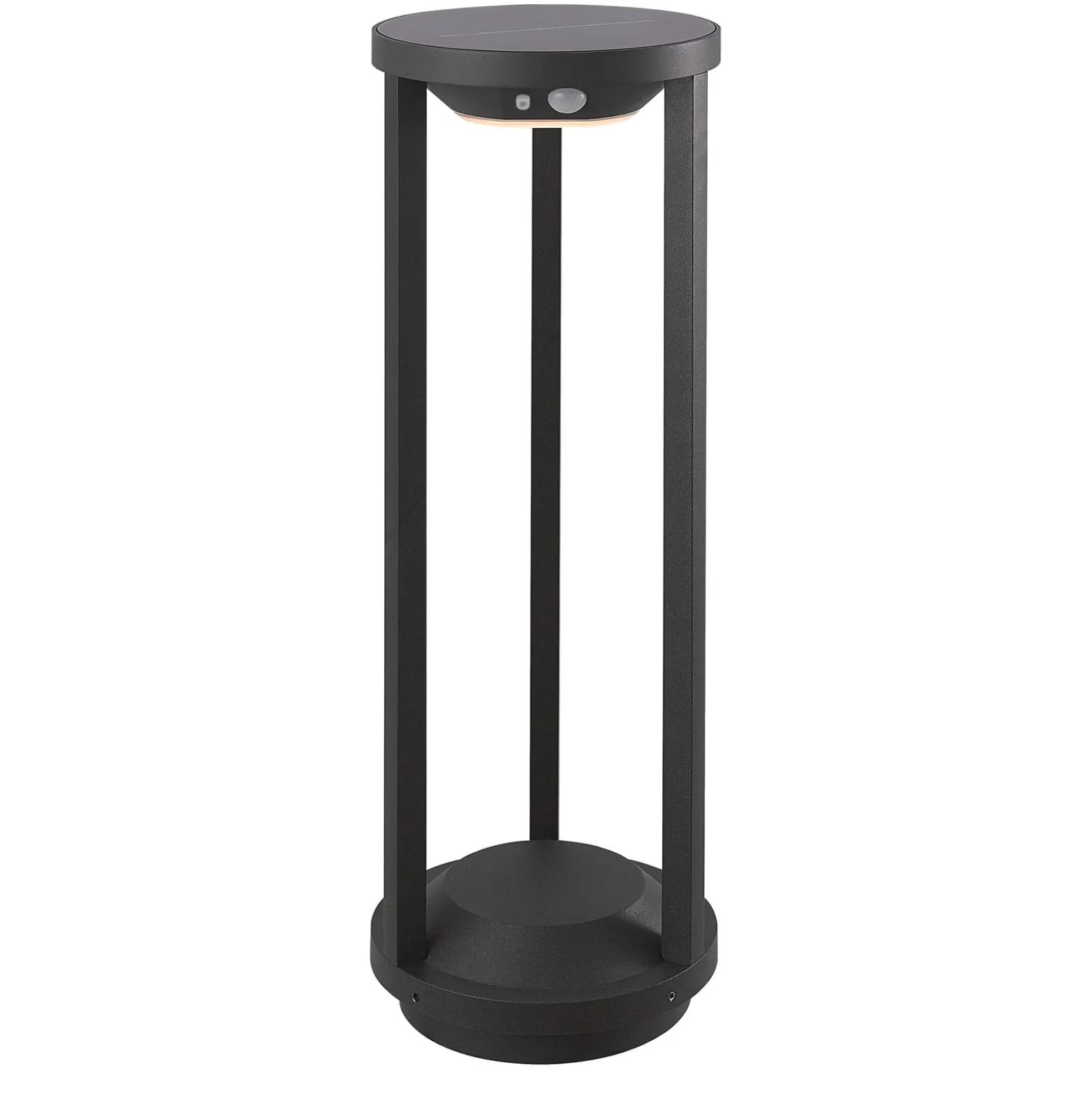 Lucande LED-Solarwegeleuchte Nilea, Ø 16 cm, schwarz, Sensor