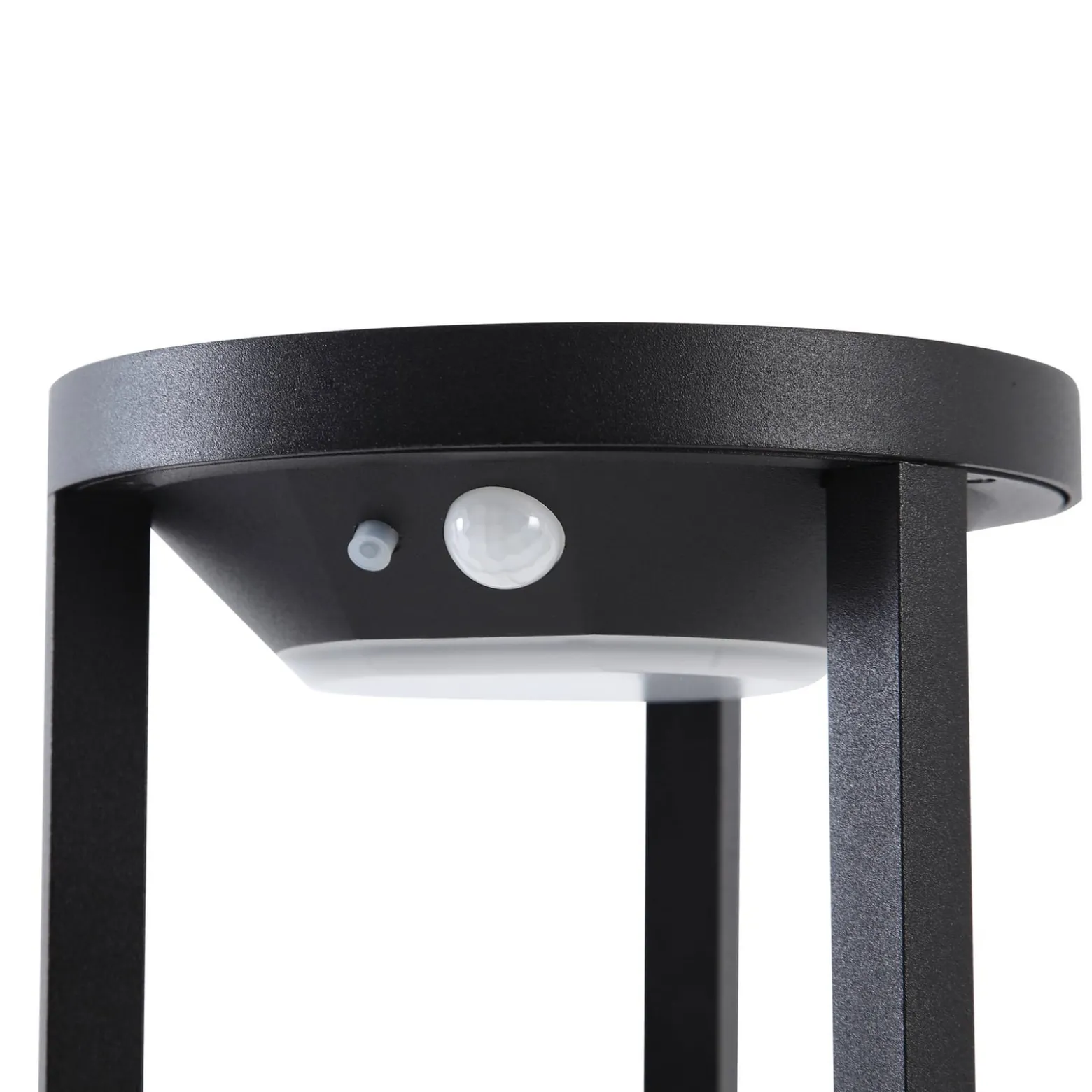 Lucande LED-Solarwegeleuchte Nilea, Ø 16 cm, schwarz, Sensor