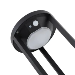 Lucande LED-Solarwegeleuchte Nilea, Ø 16 cm, schwarz, Sensor
