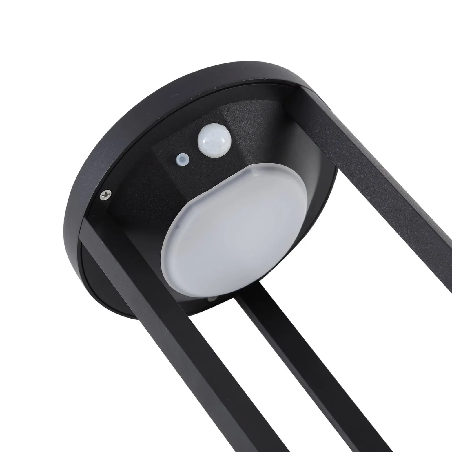 Lucande LED-Solarwegeleuchte Nilea, Ø 16 cm, schwarz, Sensor