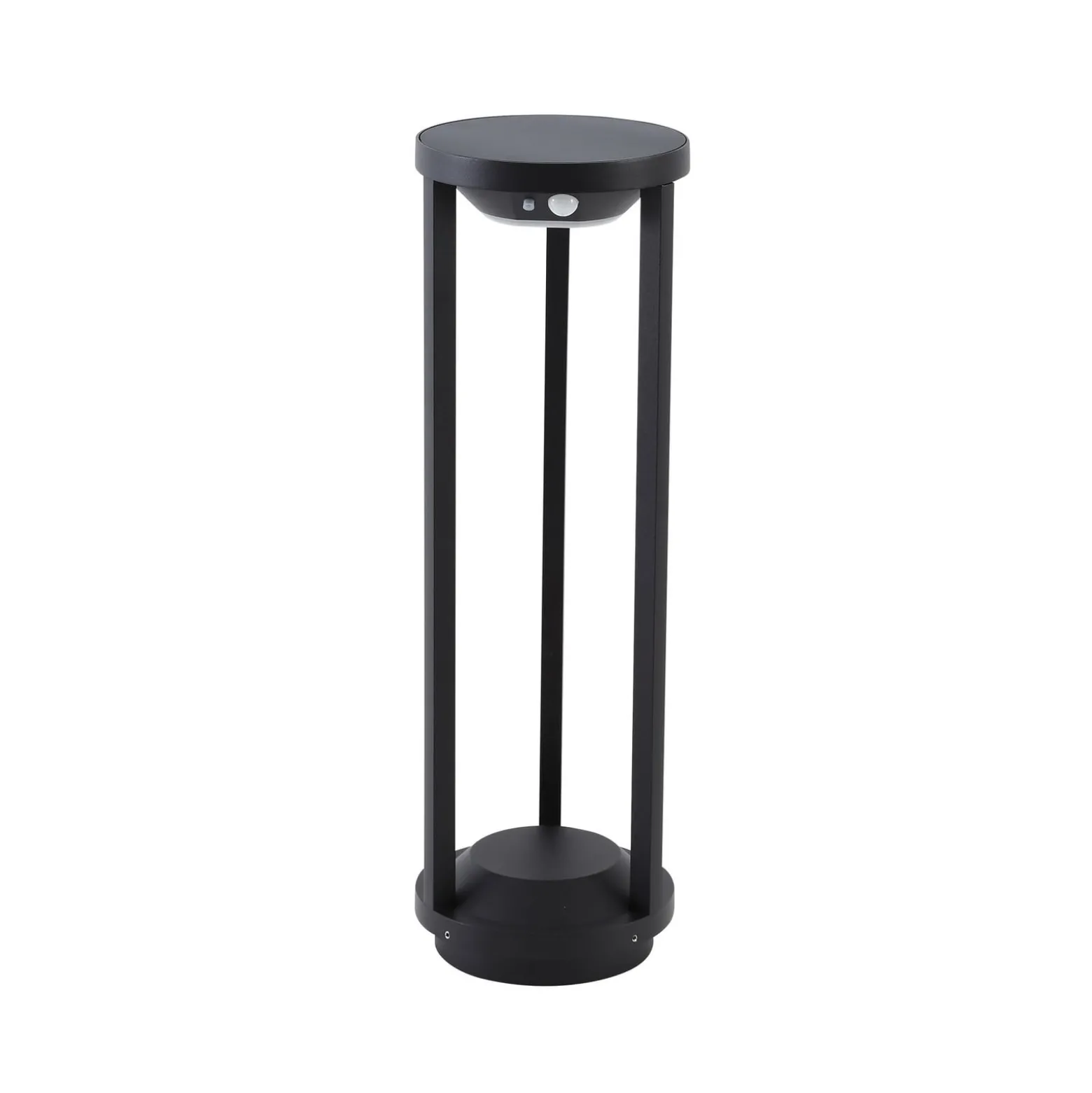 Lucande LED-Solarwegeleuchte Nilea, Ø 16 cm, schwarz, Sensor