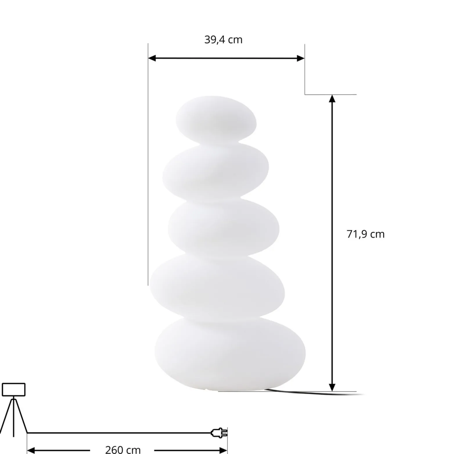 Lucande LED-Terrassenlampe Soriel, weiß, 72cm, stepdim, IP54