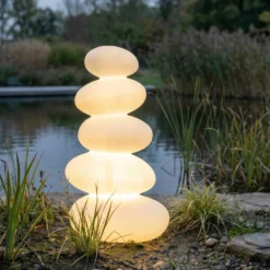 Lucande LED-Terrassenlampe Soriel, weiß, 72cm, stepdim, IP54