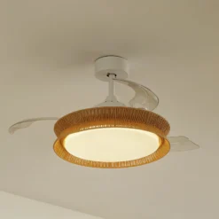 Lucande LED-Ventilator Lineta, weiß, Seil, Ø 103 cm, leise
