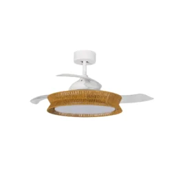 Lucande LED-Ventilator Lineta, weiß, Seil, Ø 103 cm, leise