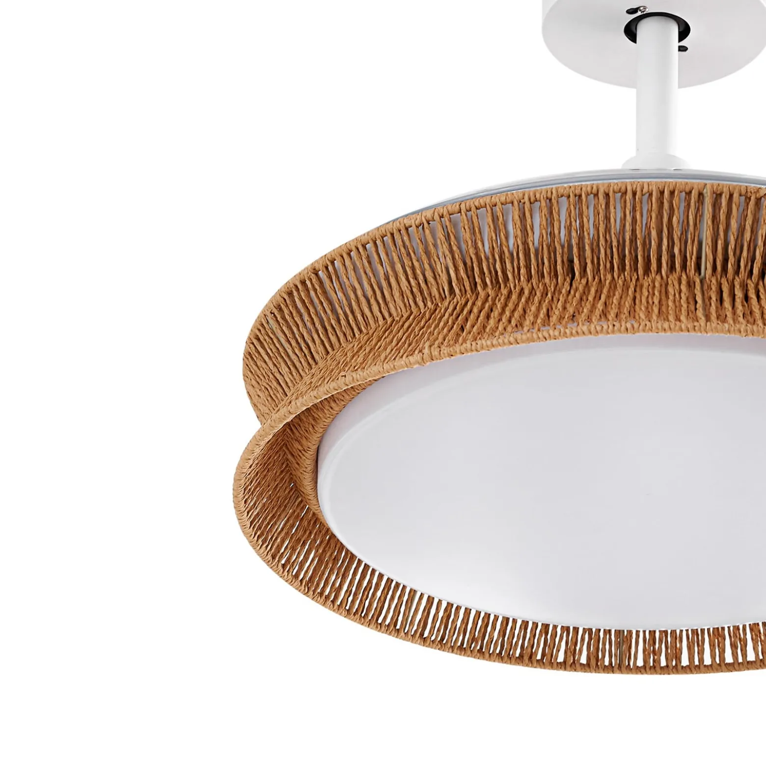 Lucande LED-Ventilator Lineta, weiß, Seil, Ø 103 cm, leise