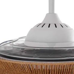 Lucande LED-Ventilator Lineta, weiß, Seil, Ø 103 cm, leise