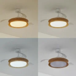 Lucande LED-Ventilator Lineta, weiß, Seil, Ø 103 cm, leise