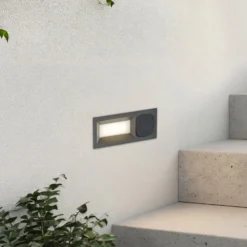 Lucande LED-Wandeinbaulampe Lachlain, anthrazit, Steckdose