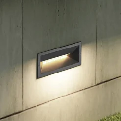 Lucande LED-Wandeinbauleuchte Jaano, anthrazit, Alu, IP65