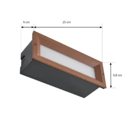 Lucande LED-Wandeinbauleuchte Lachlain, rost, 25 cm, IP65
