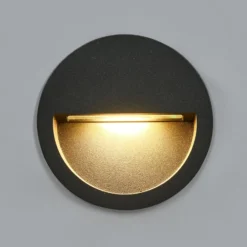 Lucande LED-Wandeinbauleuchte Loya, Ø 11,5 cm, grau, IP54