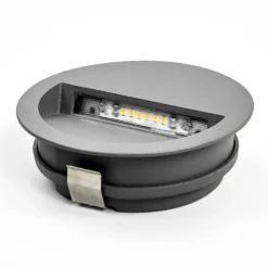 Lucande LED-Wandeinbauleuchte Loya, Ø 11,5 cm, grau, IP54