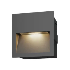 Lucande LED-Wandeinbauleuchte Loya, 11,5x11,5 cm, grau, IP54