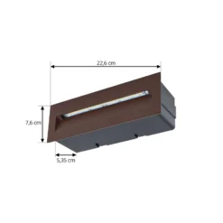Lucande LED-Wandeinbauleuchte Loya, 23 x 8 cm, rost, IP54