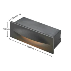 Lucande LED-Wandeinbauleuchte Zandro, 25 cm, anthrazit, IP65