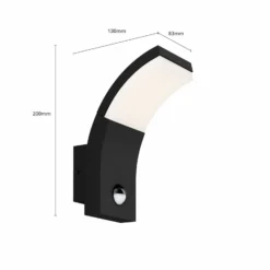 Lucande LED-Wandleuchte Timm, Sensor, 20cm, anthrazit, IP54