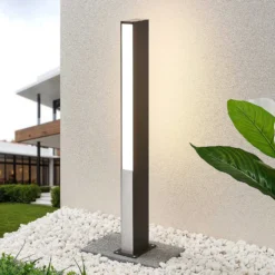 Lucande LED-Wegelampe Aegisa, 80 cm, anthrazit, Metall, IP54