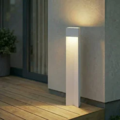 Lucande LED-Wegeleuchte Kaholo, hellgrau, 90 cm, IP44