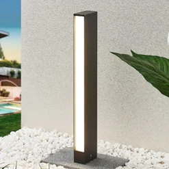 Lucande LED-Wegeleuchte Lirka, dunkelgrau, Metall, 60 cm