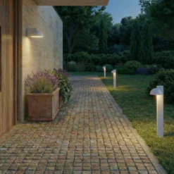 Lucande LED-Wegeleuchte Velira, hellgrau, 77cm, 1-flg., IP44