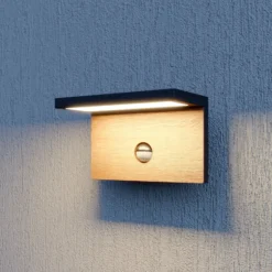 Lucande Lignus LED-Außenwandlampe, Bewegungsmelder