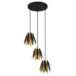 Lucande Lounit Hängelampe, schwarz-gold, 3-flammig